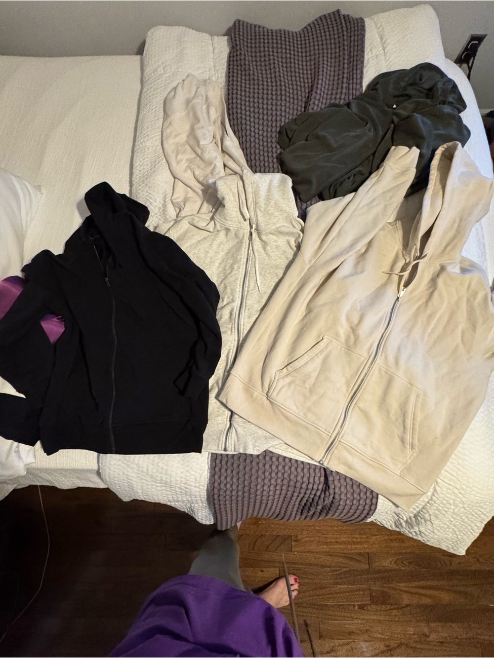 Bundle Athleta Oversized Hooded Zip Jackets - Black, Light Gray, Beige size L